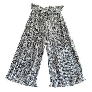NWT Alice Blue Leaf Print Pleated Wide-Leg Pants Womens XL Boho White Black